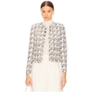L’AGENCE Multi Colored Fringe Open Front Angelina Woven Crop Jacket